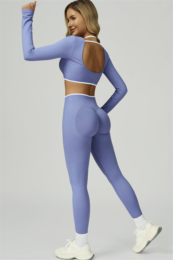 The Prime Line Long Sleeve Crop Top Leggings 2-Piece Set