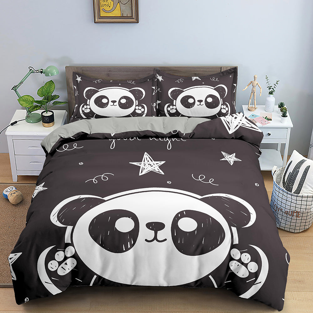 3D Cartoon Animation Bear Bedding Quilt Cover Digital Three-piece Set