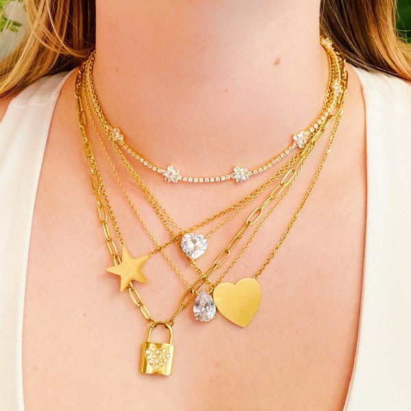 Locked In Shiny Heart Necklace