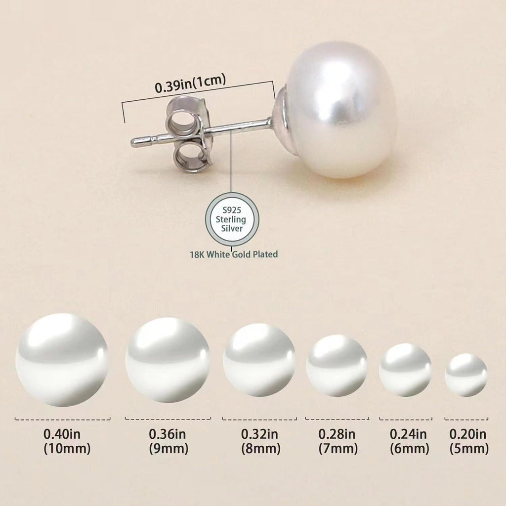 Free S925 Sterling Silver Needle Natural Freshwater Pearl Ear Studs
