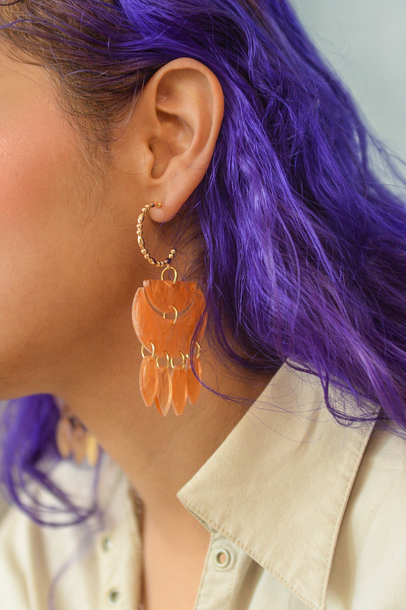 Feather Dangle Statement Earring