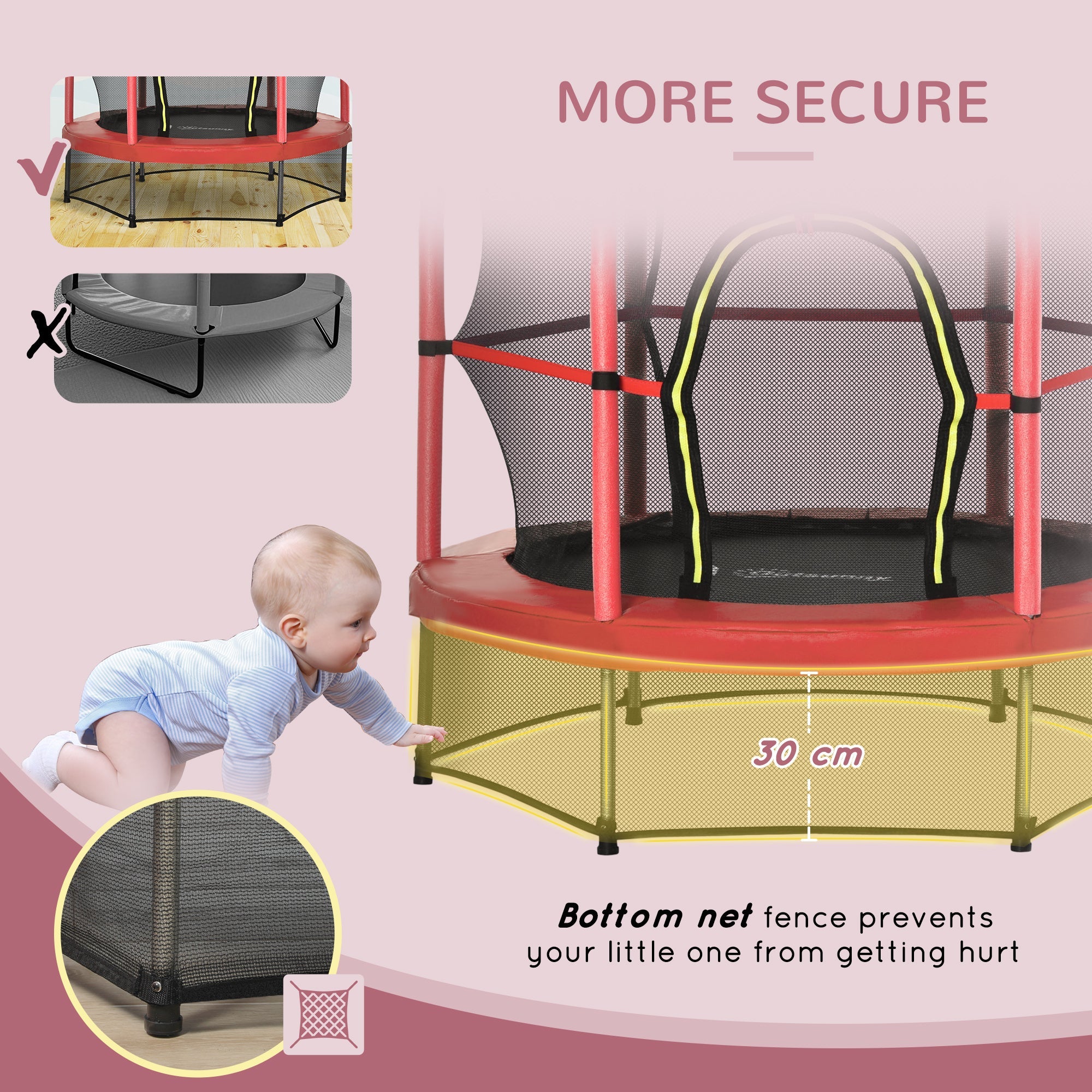 5FT Kids Trampoline with Enclosure Net for Age 3 to 6 Years