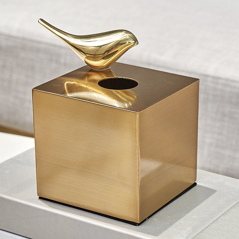 Brass Metal Small House Tissue Box