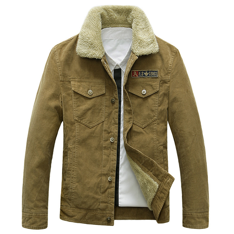 Men's Corduroy Jacket with Fleece Lining (Plus Size)