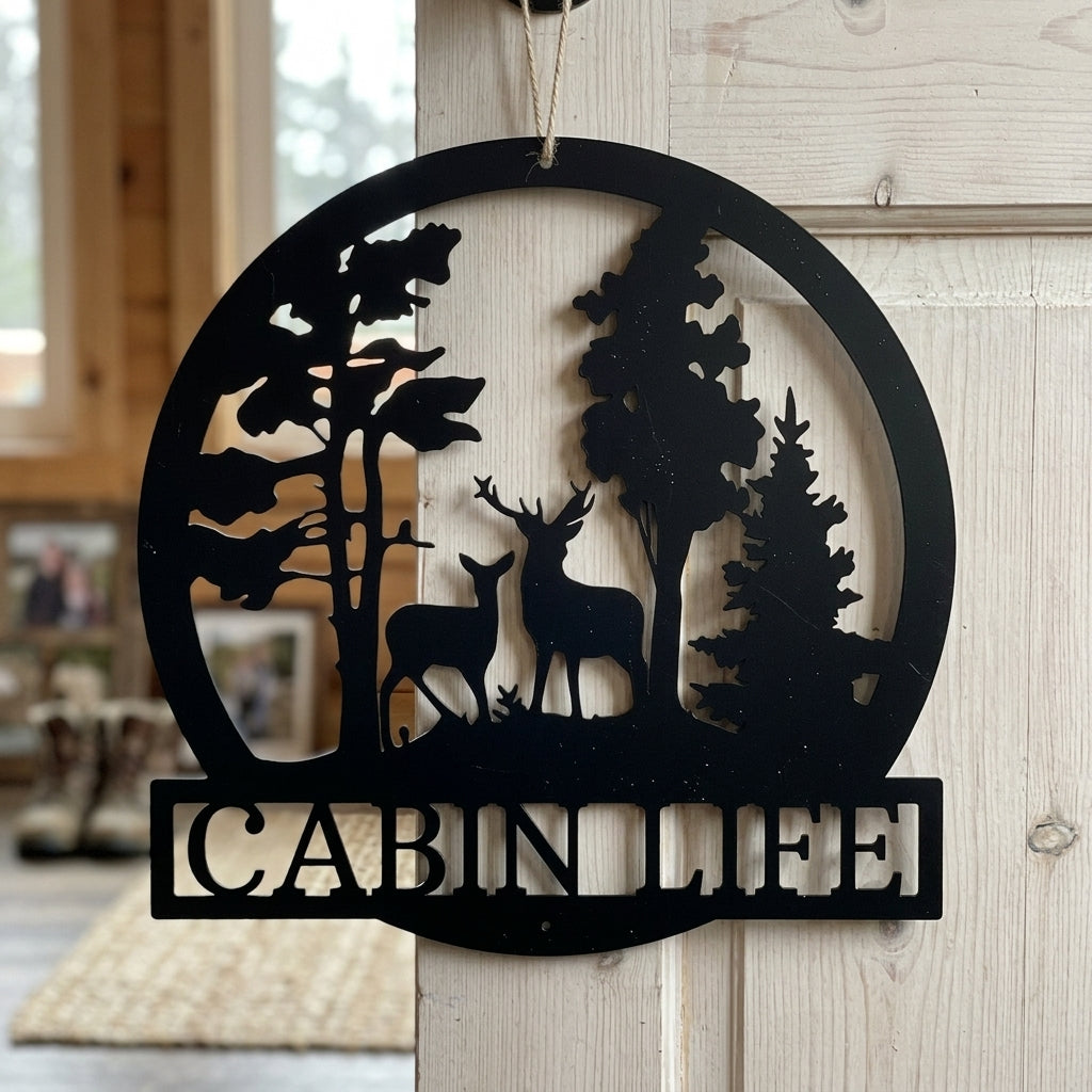 Custom Deer Metal Sign - Personalized Wildlife Forest Name Plate - Housewarming & Wedding Gift