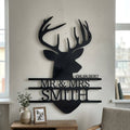 Personalized Deer Head Monogram - Custom Metal Name Sign - Rustic Wall Art