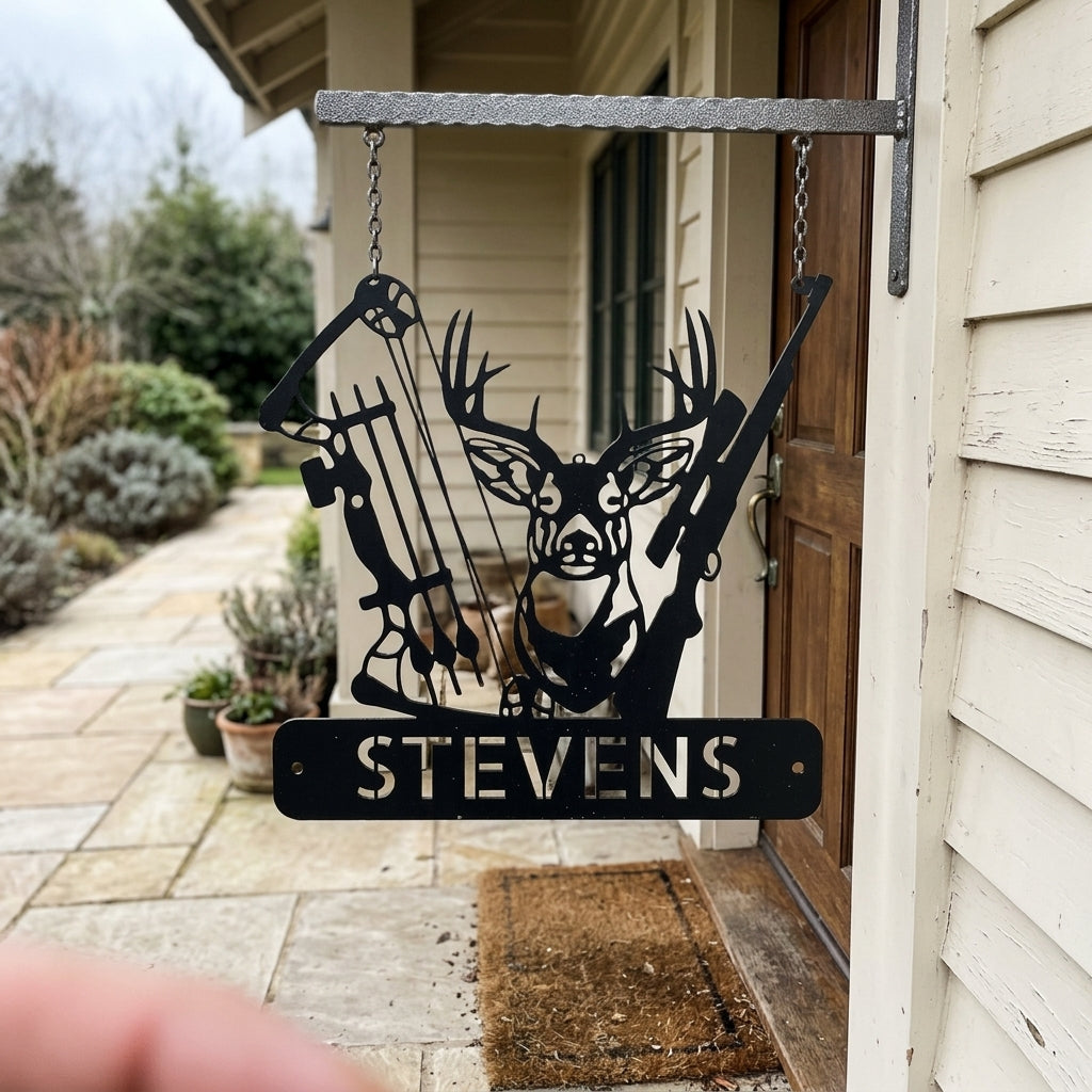 Deer Hunter Sign - Custom Metal Sign, Christmas Gift