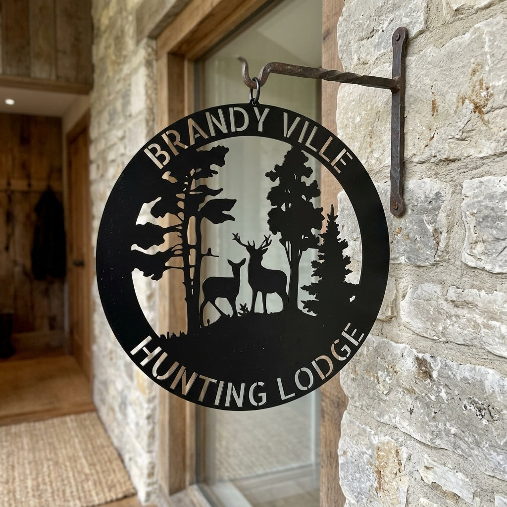 Personalized Forest Wildlife Metal Sign - Custom Name Wall Art for Housewarming or Weddings