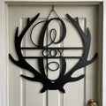 Personalized Deer Monogram Metal Sign - Custom Antler Family Name Wall Art