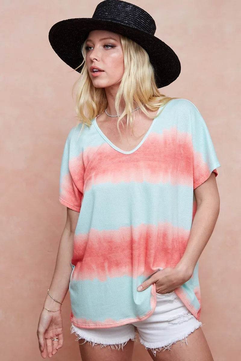 BiBi Tiedye Printed Hacci Knit Top
