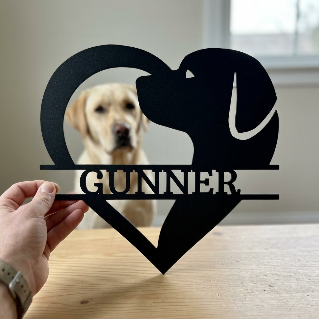 Custom Metal Wall Art - Dog Lover Heart Monogram Sign
