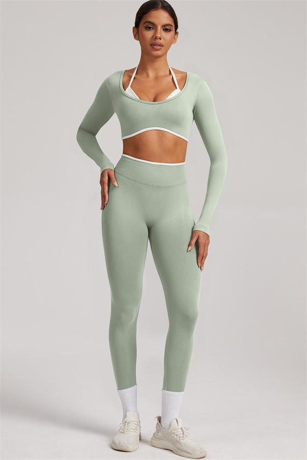 The Elevate New Long Sleeve Crop top Leggings 2-Piece Set