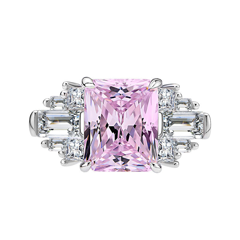 Sterling Silver 8X10 Ice Cut Ring High Carbon Diamond