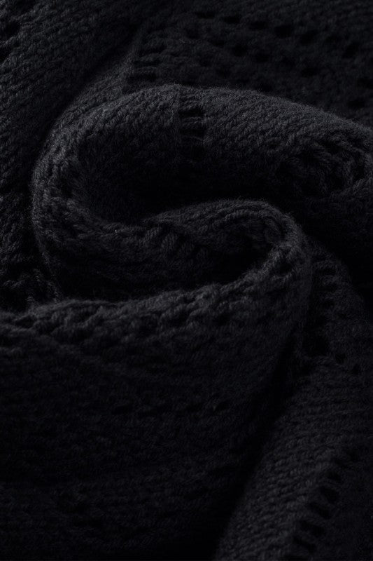 Solid Openwork Knit Button-Up Cardigan