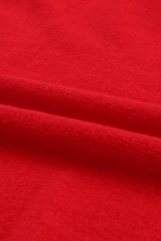 Christmas Merry Embroidered Puff Sleeve Turtleneck