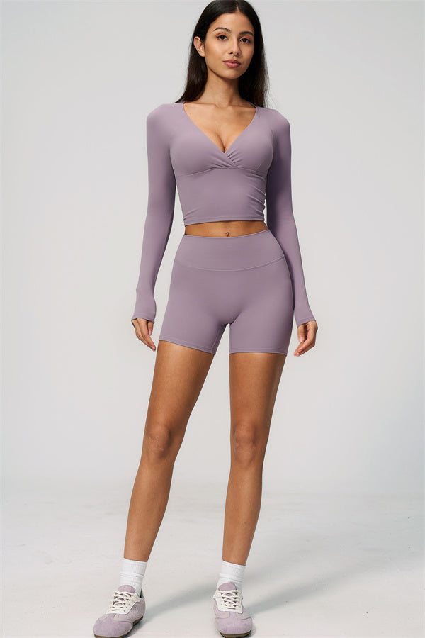 The Lox Long Sleeve Crop top Shorts 2-Piece Set