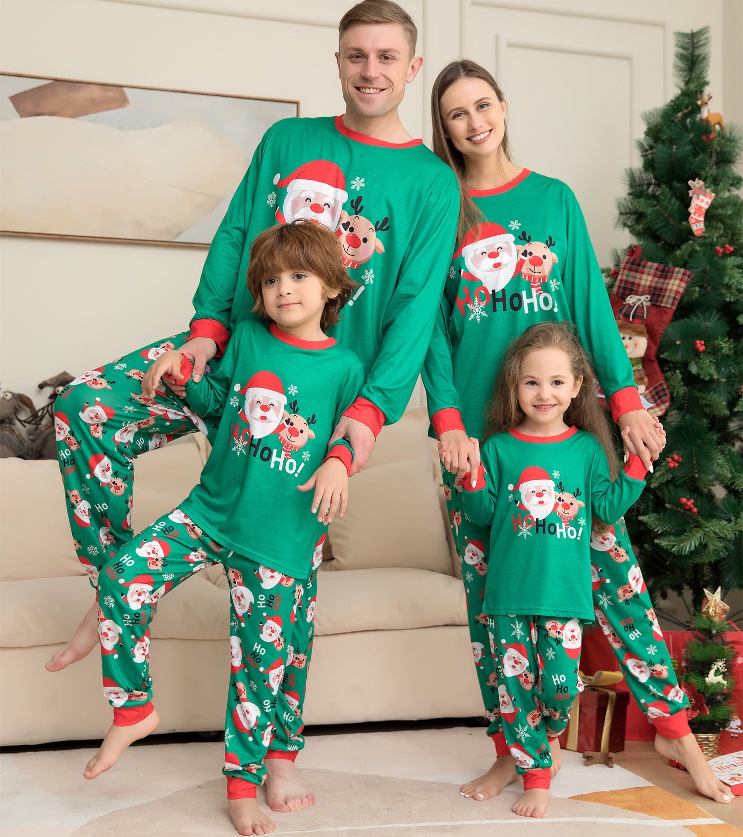 Pajamas For Family Matching Family PJs Sets Santa Claus Printed Top Sleepwear