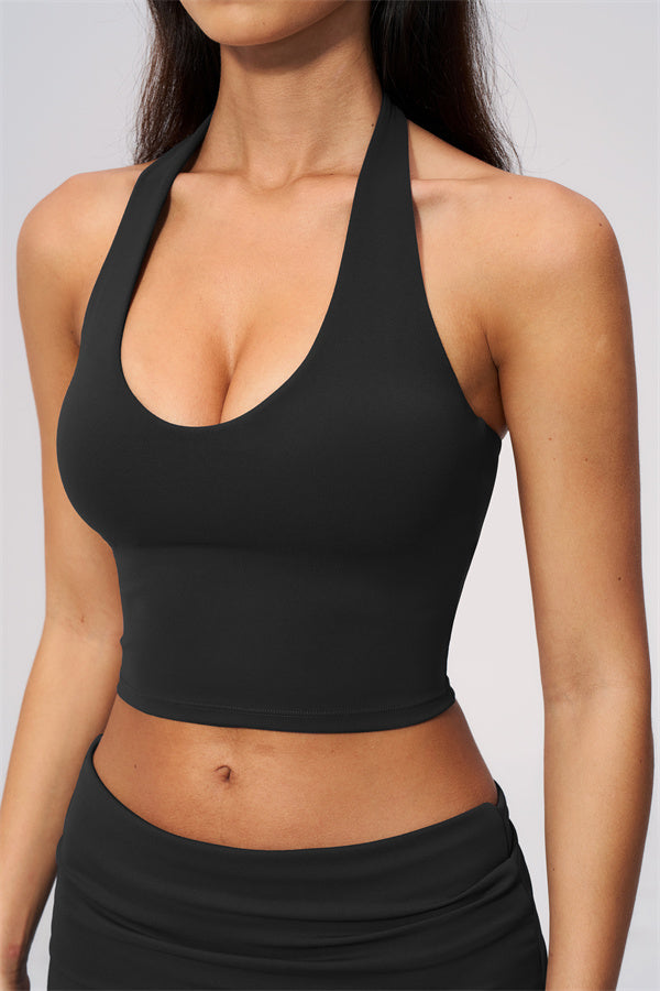 The Twirl Wide Strap Halter Crop Top Shorts 2-Piece Set