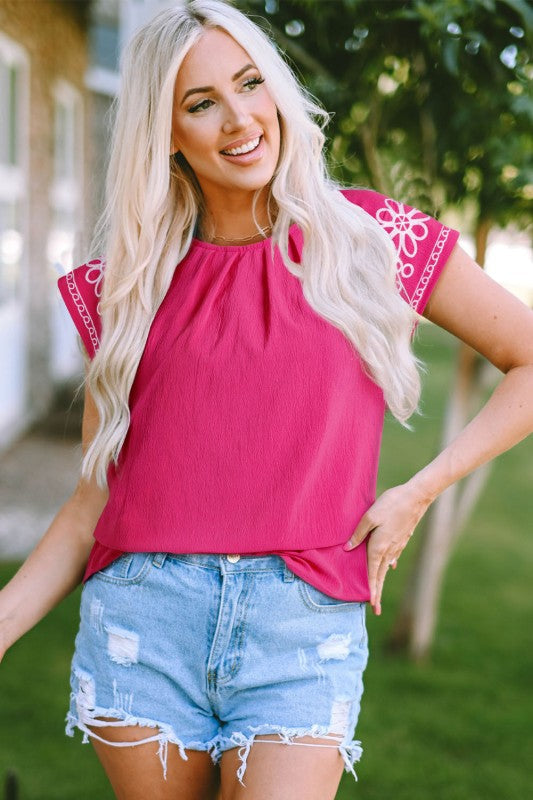 Murphy Floral Embroidered Sleeve Blouse