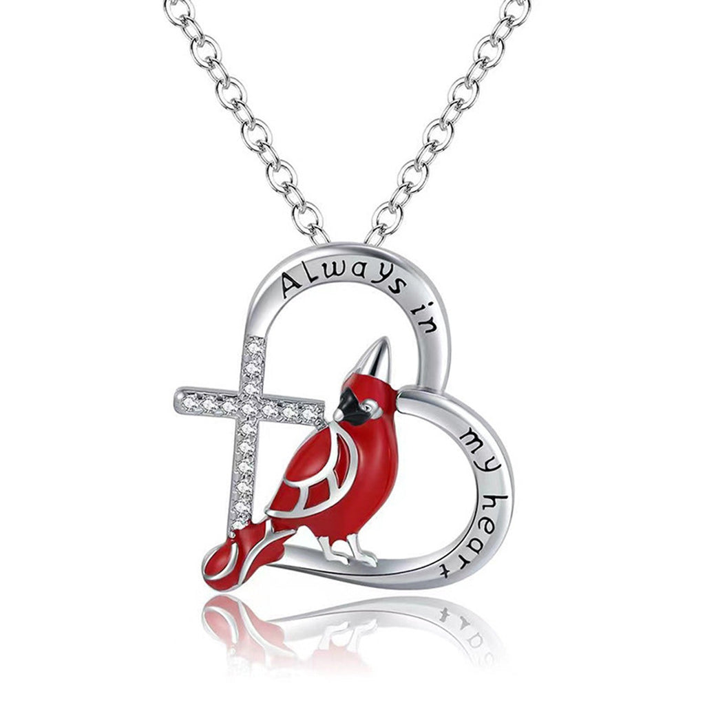 Free Creative Heart Shaped Cardinal Pendant Necklace, Exquisite Party Commemorative Accessory Gift Jewelry Anniversary Party Gifts, Valentine's Day Gift