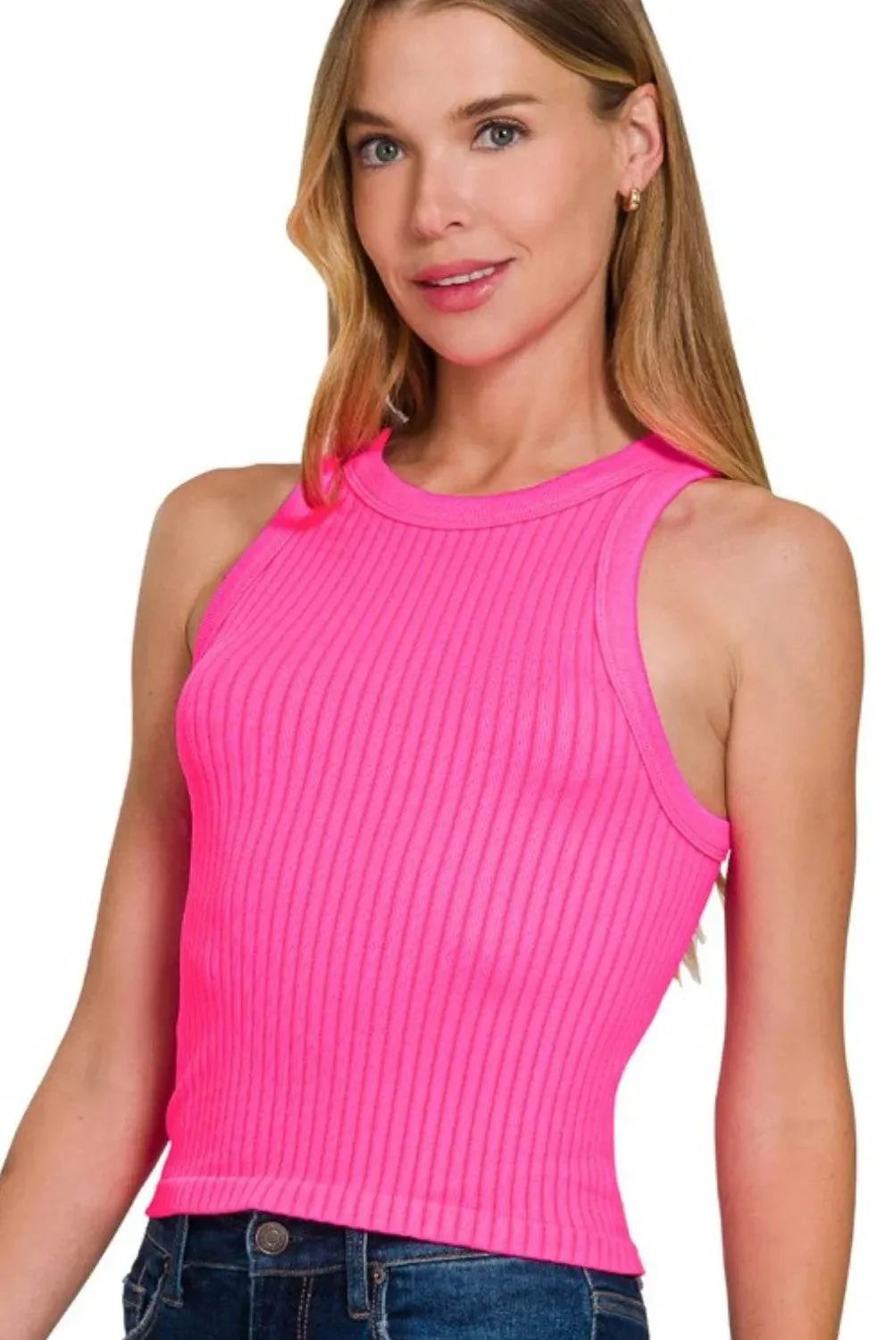 Zenana Seamless Ribbed Crop Tank