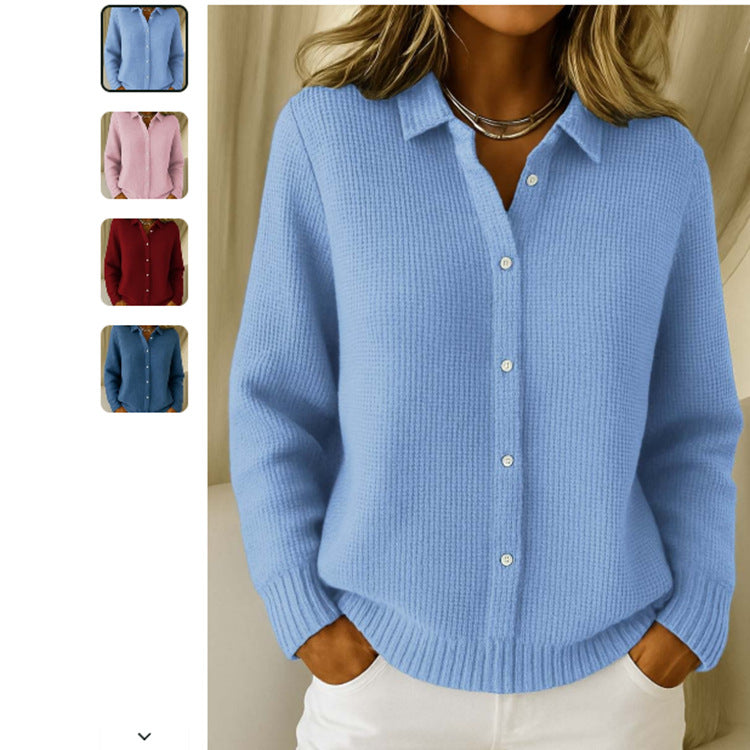 Casual Fashion Button Knitted Lapel Sweater