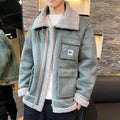 Multi-Pocket Harajuku Work Jacket with Sherpa Lining