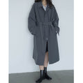 Mid-Length Casual Women's Tie-Up Waist Windbreaker Jacket