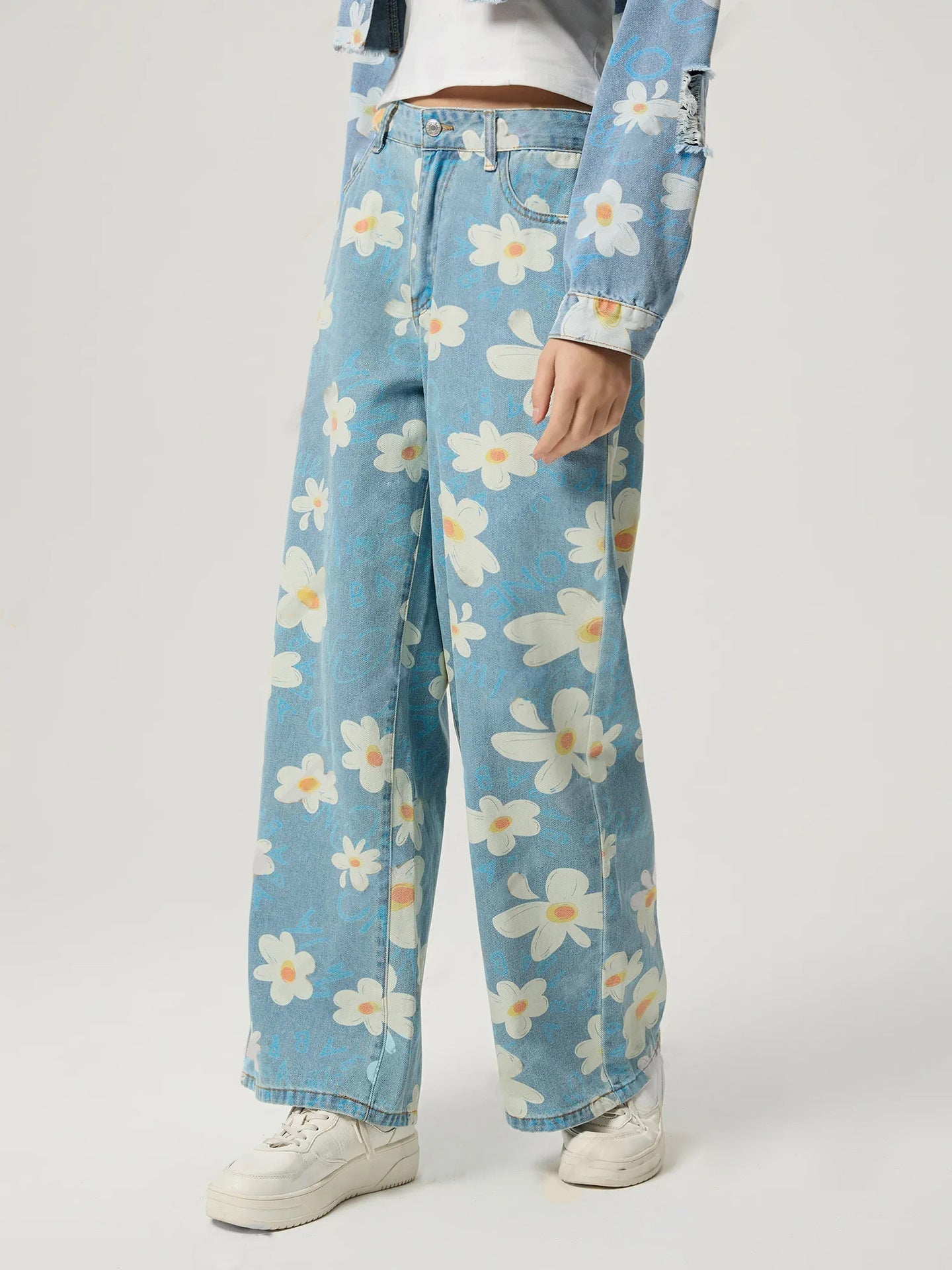 🌸 Women's Vintage Floral Print Straight-Leg Jeans