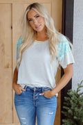 Chana Stripe Floral Sleeves Top