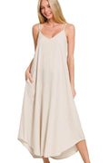 Zenana Woven Arc Hem Cami Dress With Flowy Pockets