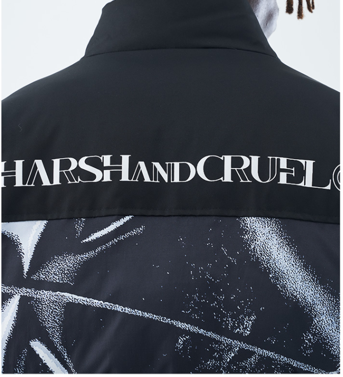 Custom TPU Drop Glue Label Stand-up Collar Warm And Thick Cotton Jacket