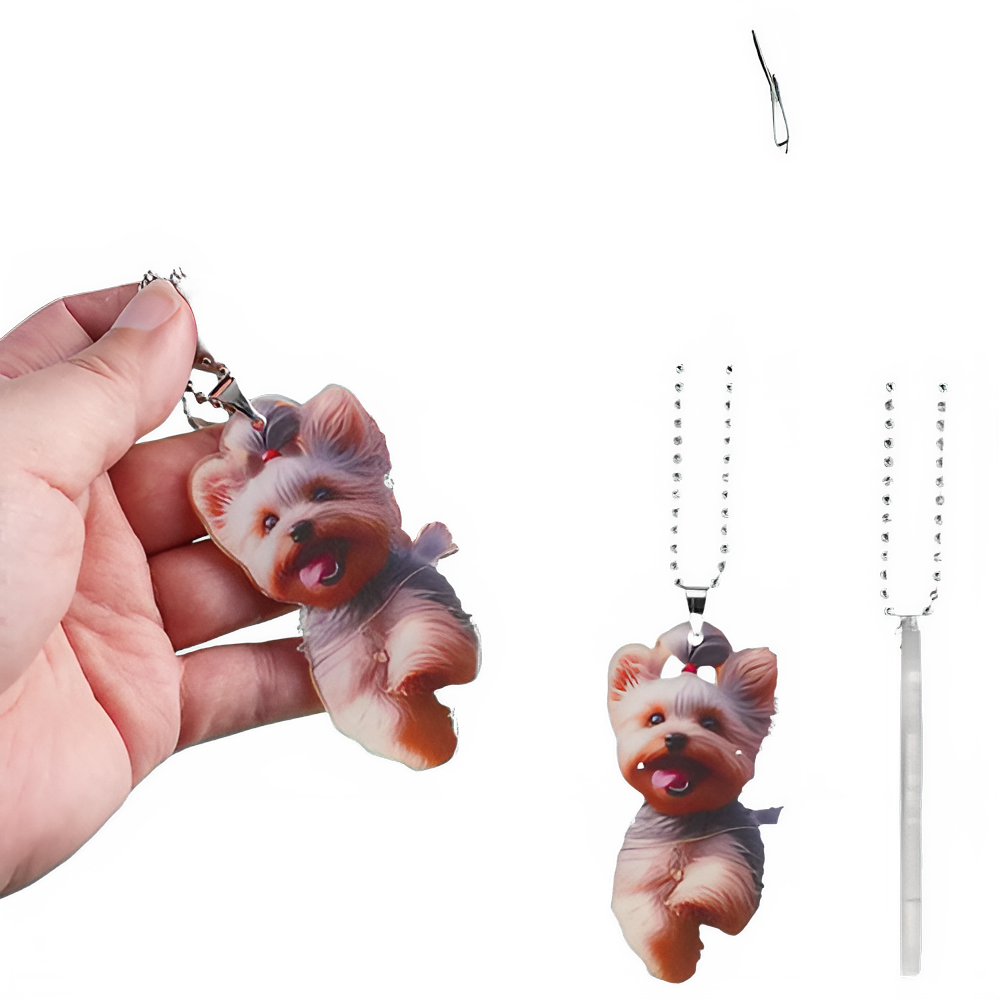 Auto Yorkshire Terrier Dog Acrylic Pendant Versatile Charm Cute Puppy Keychain Car Mirrors Backpacks Home, Festive Party Decor