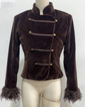 Women's Dark Brown Stand-Collar Slant-Button Jacket