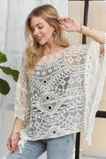 ADORA Boat Neck Crochet Lace Cover Up