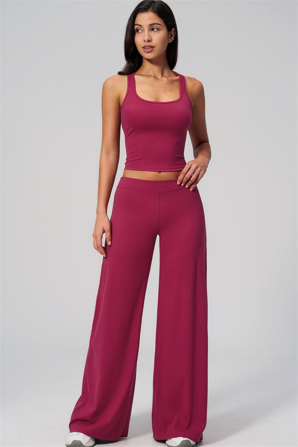 The Revive Crop Top Straight Leg Pants 2-Piece Set