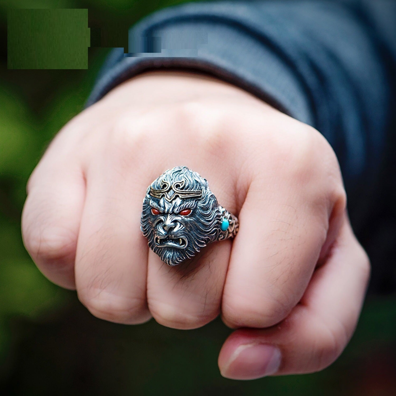 Handmade Men And Women Monkey King Ring Vintage Silver Gifts