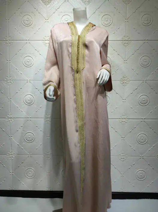 Cross-border Middle East Dubai Champagne Hooded Lace Suede Gown Robe Women In Stock