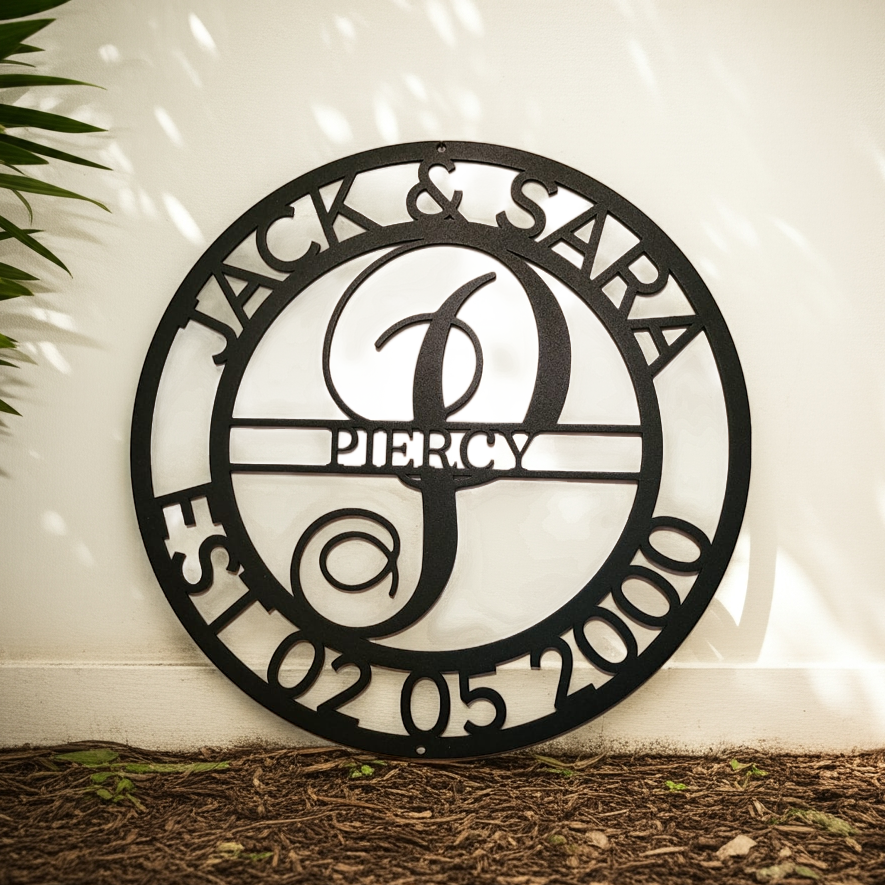 Personalized Split Letter Monogram - Custom Metal Name Sign - Family Wall Art