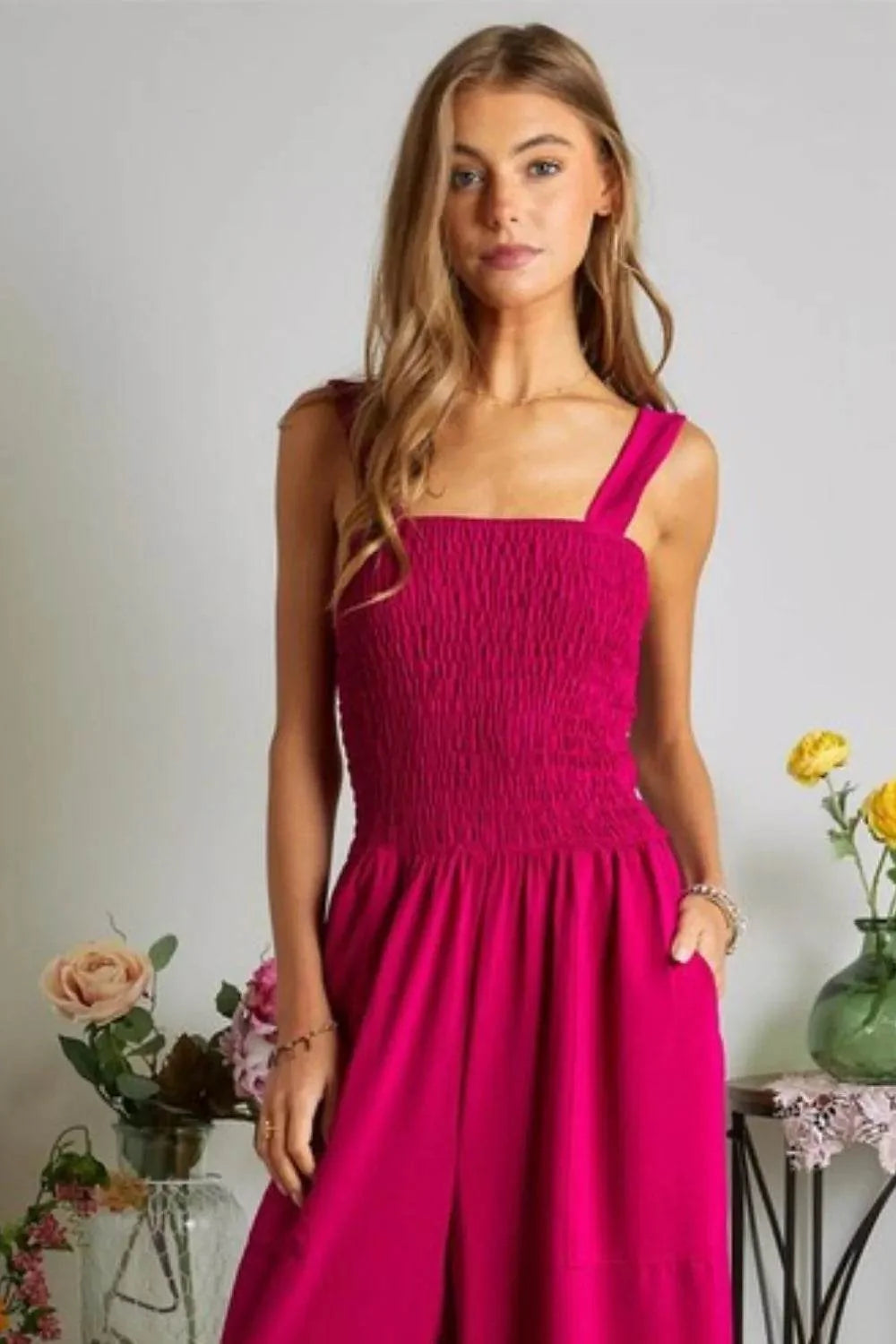 ADORA Smocking Top Wide Leg Jumpsuit