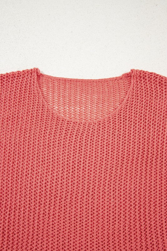 Solid Crochet Hollow-Out Sweater