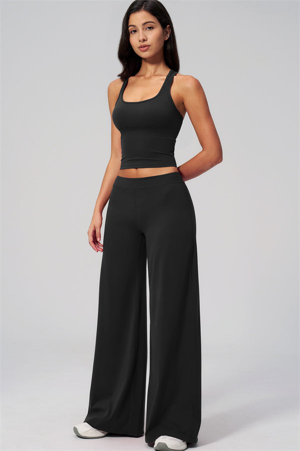 The Revive Crop Top Straight Leg Pants 2-Piece Set