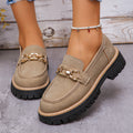 Women's British-Style Chunky Block Heel Low-Top Shoes