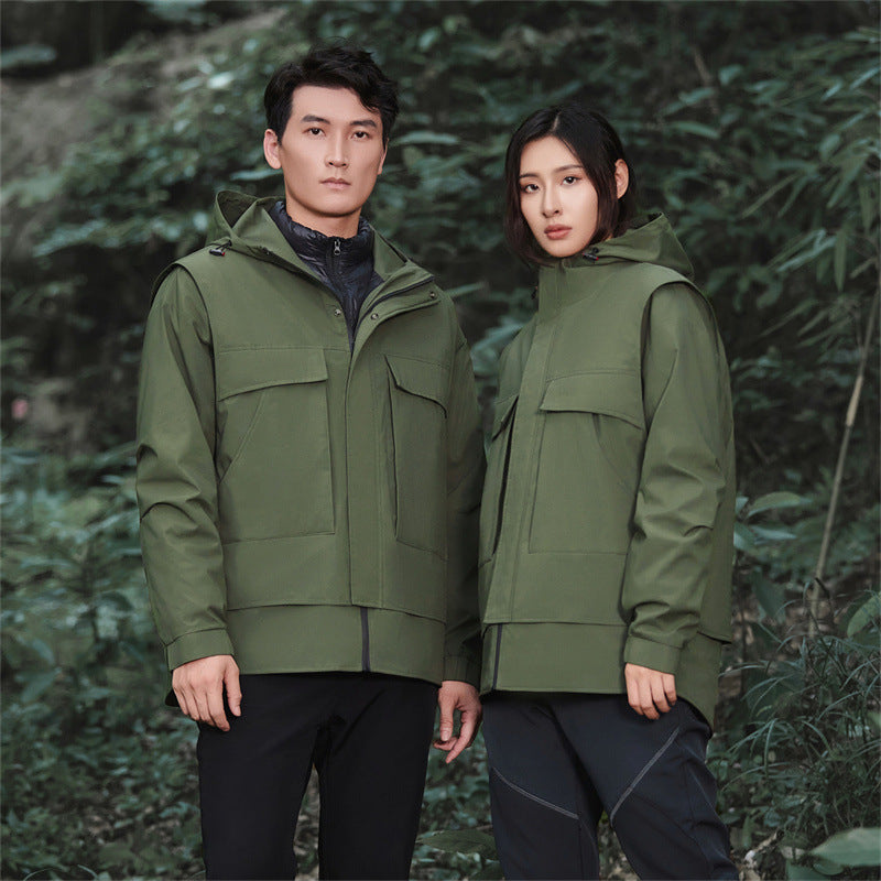 3-in-1 Waterproof Winter Jacket for Men & Women - Removable Down Liner Hooded Windbreaker (5000mm, 90 White Duck Down) - S-6XL
