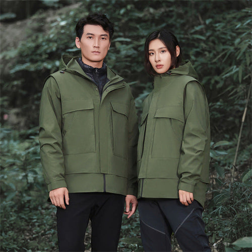 3-in-1 Waterproof Winter Jacket for Men & Women - Removable Down Liner Hooded Windbreaker (5000mm, 90 White Duck Down) - S-6XL