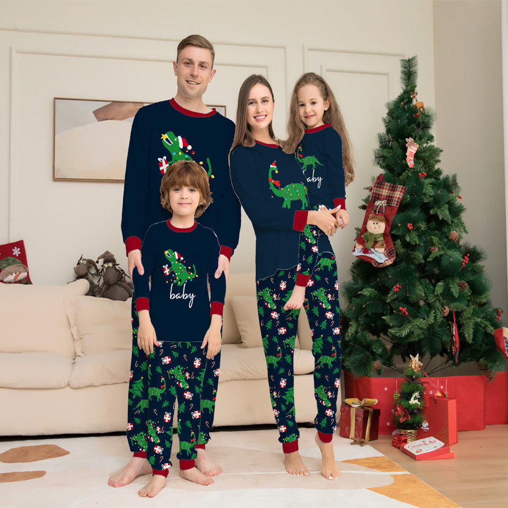 New Dinosaur Letter Print Parent Child Pajama Set