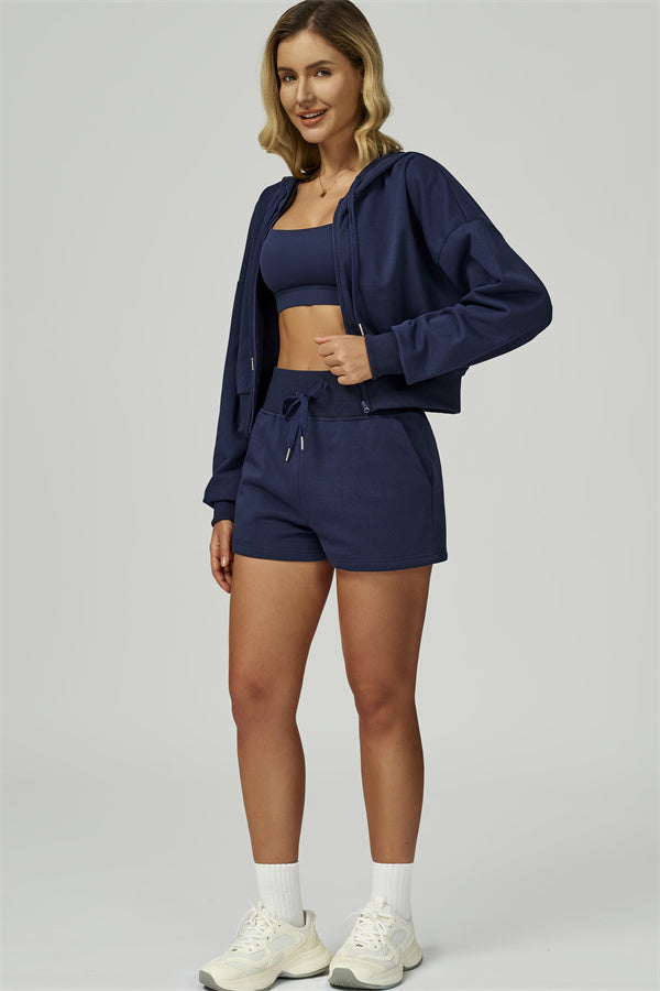 The FlexFit Crop Hoodie Shorts 2-Piece Set
