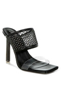 Salween Clear Embellished Square Toe Heels