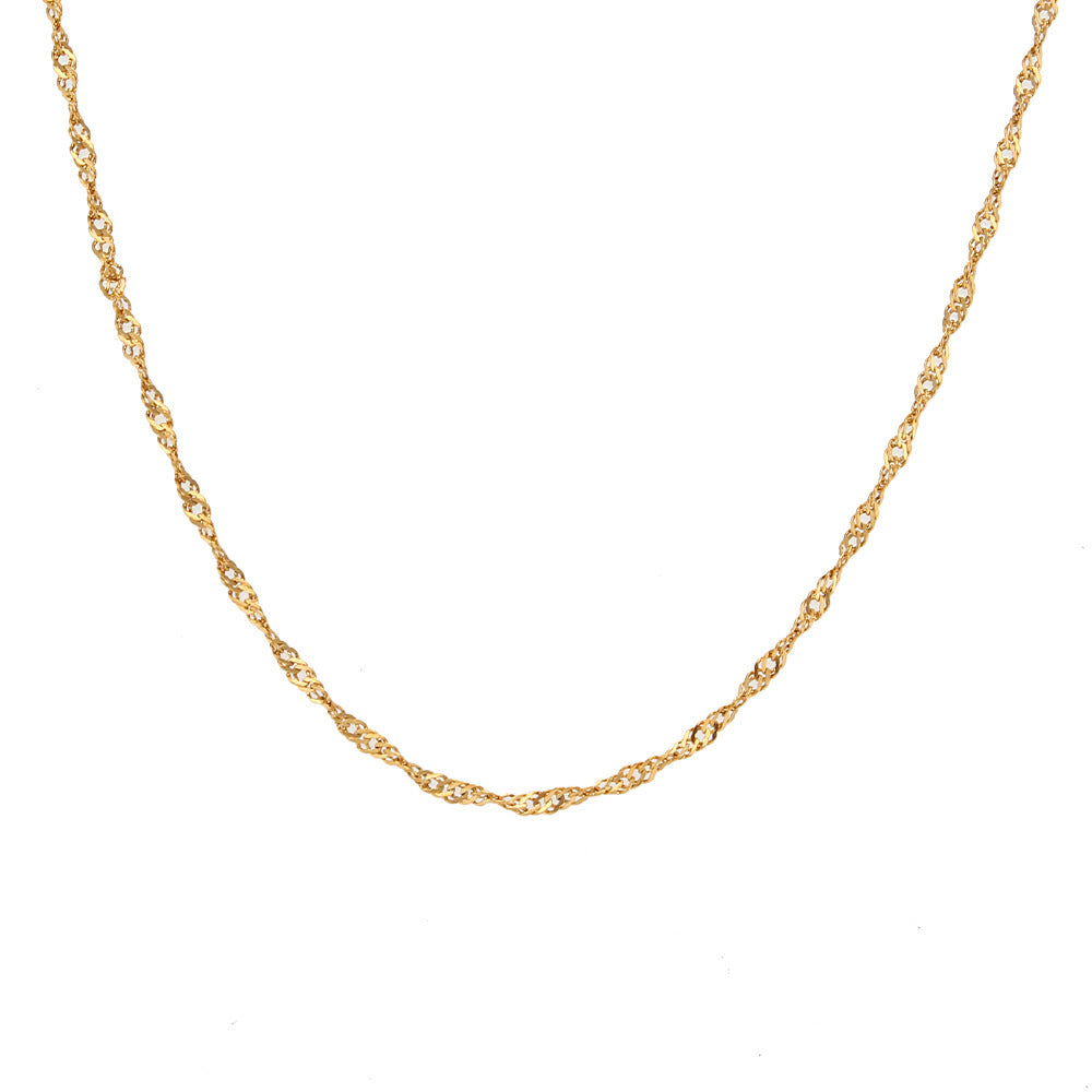 Free Clavicle Chain Stainless Steel Plated 18K Water Wave Chain Bracelet