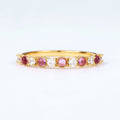Lavender Amethyst White Zirconium Women's S925 Silver Gold Plated Ring